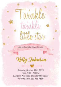 Twinkle Twinkle Little Star Birthday Invitation Download Template Girl Blush Pink Gold First Birthday Printable Design Template 1004 In 2020 Printable Birthday Invitations Birthday Card Printable Twinkle Twinkle Little Star