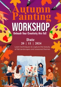 Pink Typographic Autumn Painting Workshop A2 template