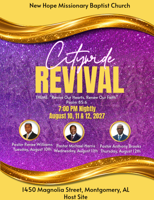 Pink Typographic Church Revival Flyer Template | PosterMyWall