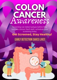 Pink Typographic Colon Cancer Awareness A2 template