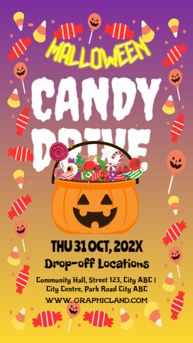 Modèle Pink Typographic Halloween Candy Drive Instagram Story ...