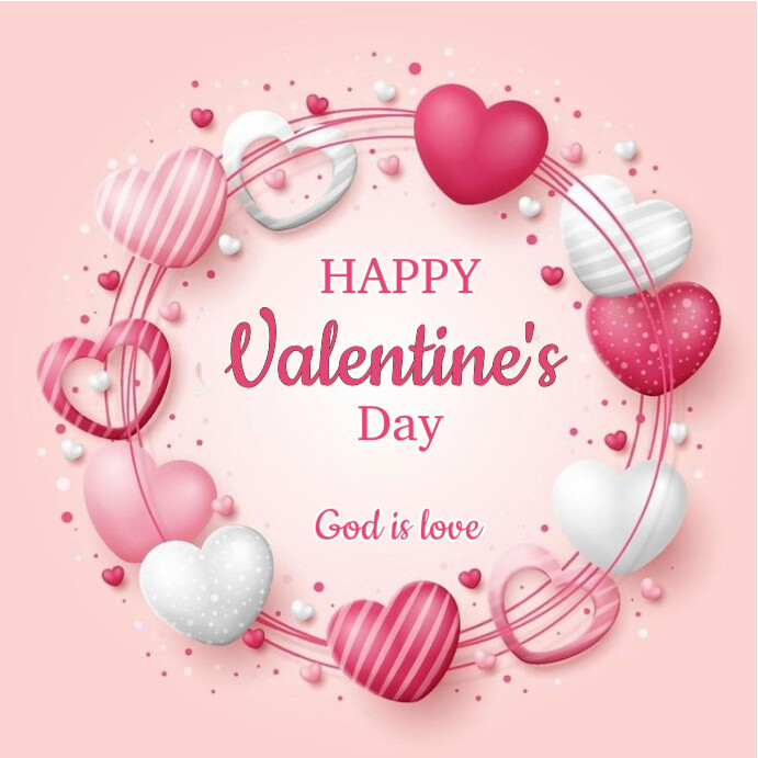 Copy of Pink Typographic Happy Valentine's Day Red White Pink ...