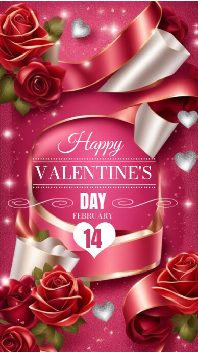 Copy of Pink Typographic Happy Valentine's Day Template Elegant Red ...
