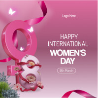 Pink Typographic International Women's Day Purple Template Background Instagram Post