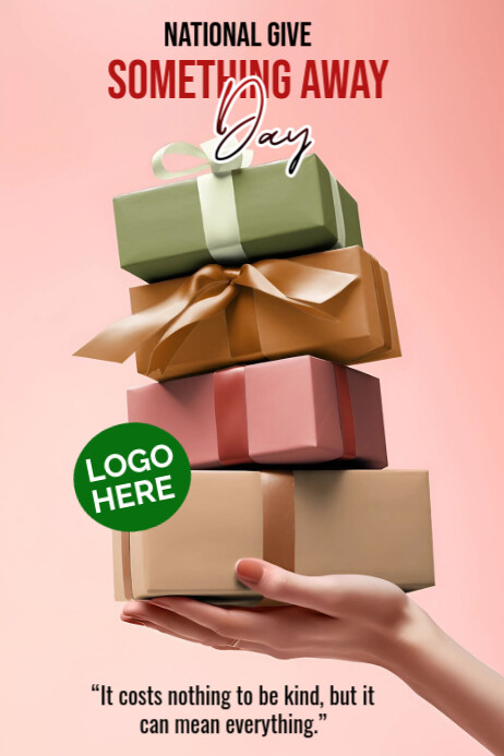 Pink Typographic National Give Something Away Day  Poster Cartaz template