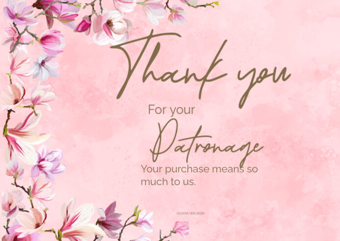 Copy of Pink Typographic Thank You Card Postcard | PosterMyWall