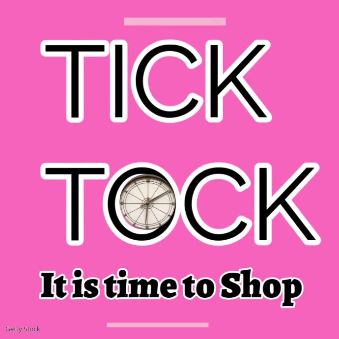 Pink Typographic Tick Tock, It Is Time To Shop Instagram Post template