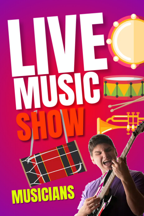 Pink Typography Live Music Show  Poster template
