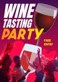 Pink Typography Wine Tasting Party  A1 template