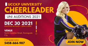 Pink University Cheerleader Tryout Facebook P template