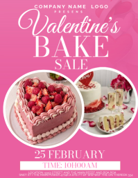 Pink Valentine's Bake Sale Flyer template