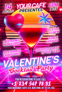 Pink Valentine's Cocktail Party Banner 4' × 6' template