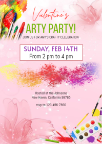 Pink Valentine's Day Art Party A4 template