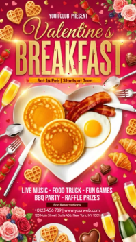 Pink Valentine's Day Breakfast Event Instagram Story Video template