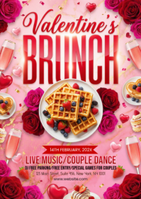 Pink Valentine's Day Brunch A6 template