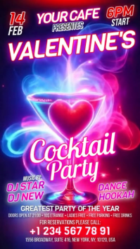 Pink Valentine's Day Cocktail Party Digital Display Video template