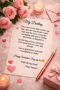 Lyserød Valentine's Day Love Letter Poster Template