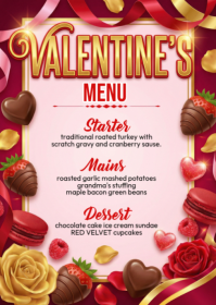 Pink Valentine's Day Menu A6 template