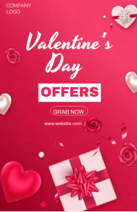 Pink Valentine's Day Offers Tabloid template