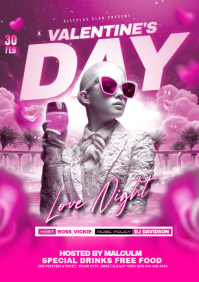 Pink Valentine's Day Party A3 template