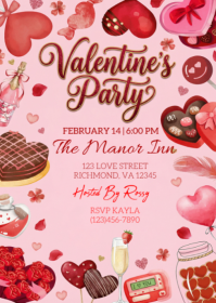 Pink Valentine's Day Party A6 template