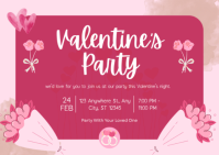 Pink Valentine's Day Party Postcard template