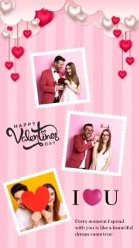 Pink Valentine's day Photo Collage Instagram Story template