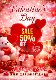 Pink Valentine's Day Sale A5 template