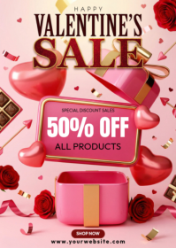 Pink Valentine's Day Sale A6 template