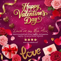 Pink Valentine's Day Square Video Vierkant (1:1) template