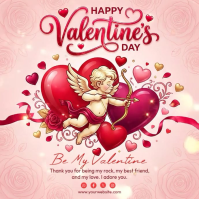 Pink Valentine's Day Square Video Vierkant (1:1) template