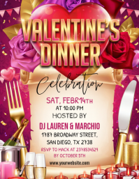 Pink Valentine's Dinner Celebration Flyer template