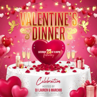 Pink Valentine's Dinner Celebration Instagram Post template
