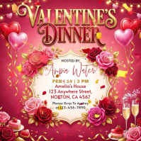 Pink Valentine's Dinner Instagram Post Video template