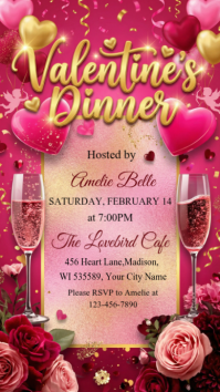 Pink Valentine's Dinner Instagram Story template