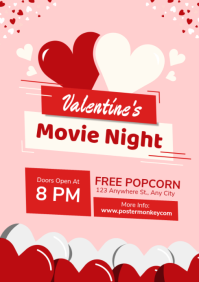 Pink Valentine's Movie Night A4 template