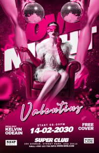 Pink Valentine's Night Club Event Tabloid template