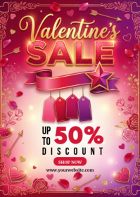 Pink Valentine's Sale A6 template