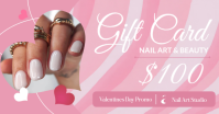 Pink Valentine’s Day Nail Art Gift Card Instagram Story – Soft Pink Beauty Salon Promo Facebook Gedeelde Prent template
