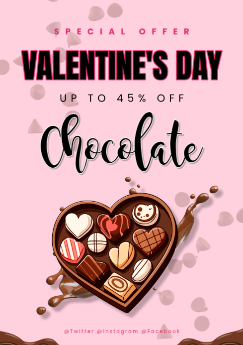 Pink Valentine's Day Chocolate Sale A4 Template | PosterMyWall