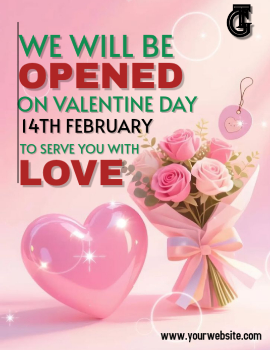 Pink Valentine's Day open shop Flyer Template | PosterMyWall