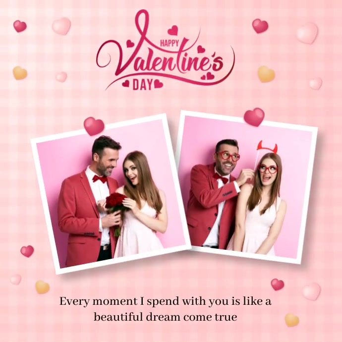 Pink Valentine's day Photo Collage Сообщение Instagram template