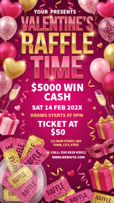Pink Valentine's Day Raffle Instagram Story Video Template | PosterMyWall