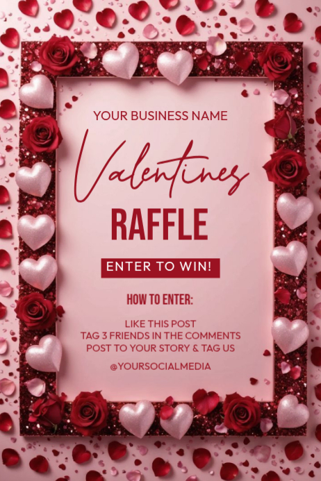 Pink Valentine's Day Raffle Poster Template | PosterMyWall