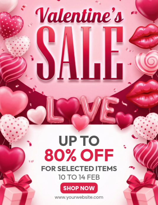 Pink Valentine's Day Sale Flyer Template | PosterMyWall