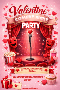 Pink Valentine Comedy Night Poster template