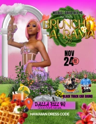 Pink Vibrant Floral Brunch Flyer template