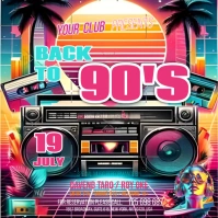 Pink Vintage Back To 90s Square (1:1) template