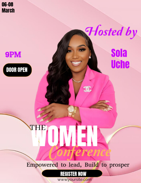 Pink Vintage International Women's Day Conference Flyer (us Letter ...