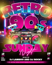 Pink Vintage Retro 90s Music Party Flyer Instagram Portrait template